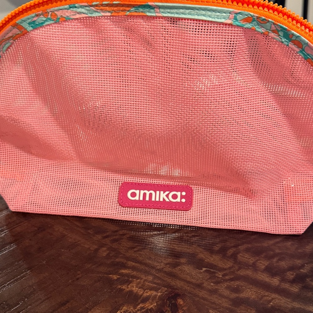 Amika Vibrant Pink and Orange Mesh Bag